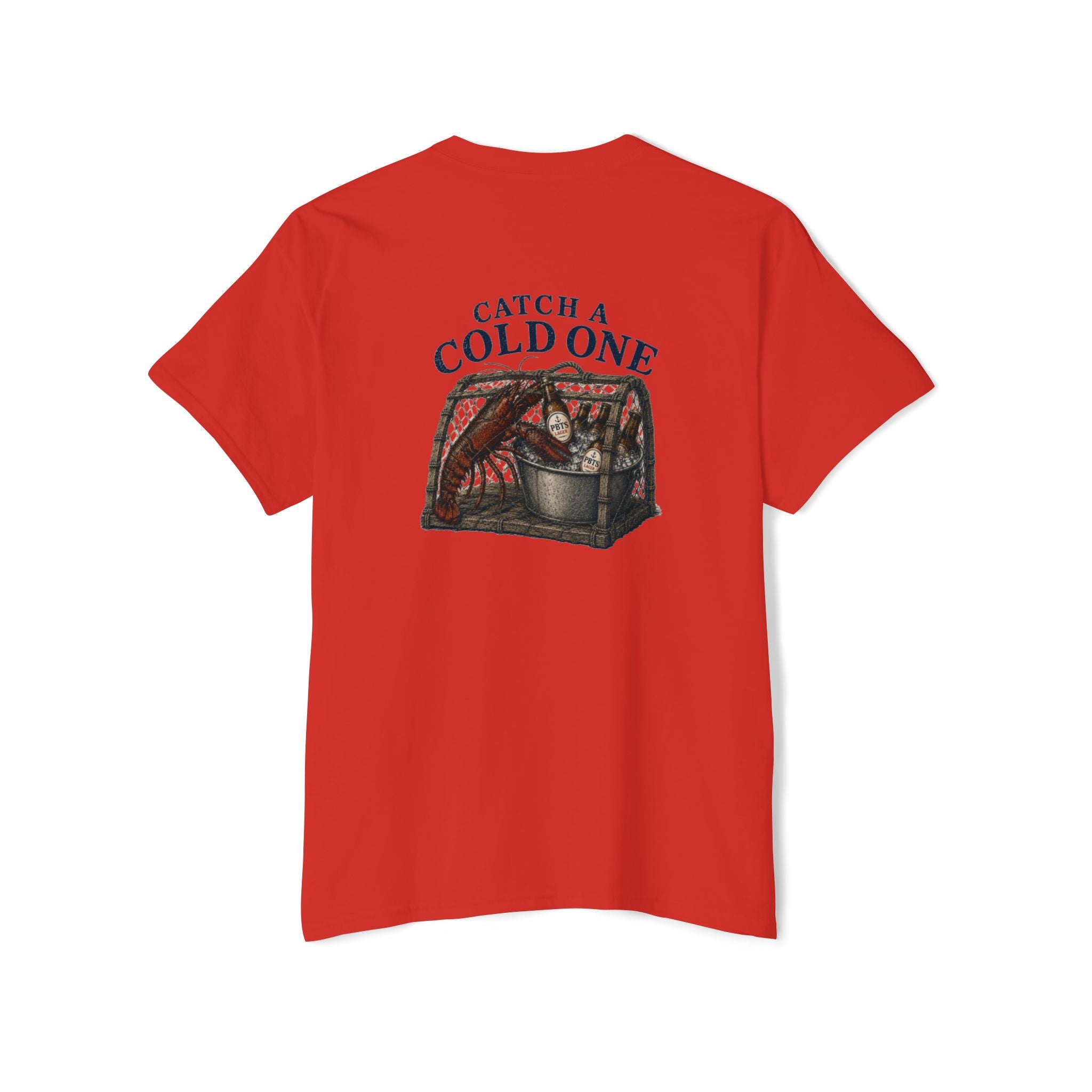 Poppy Blue Lobster Trap Pocket Tee - Red
