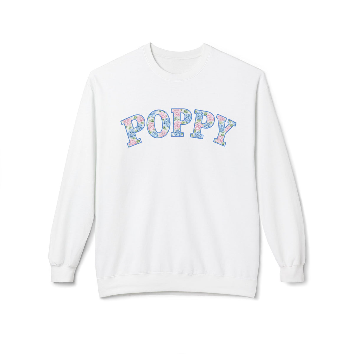 Poppy Hydrangea Print Crew