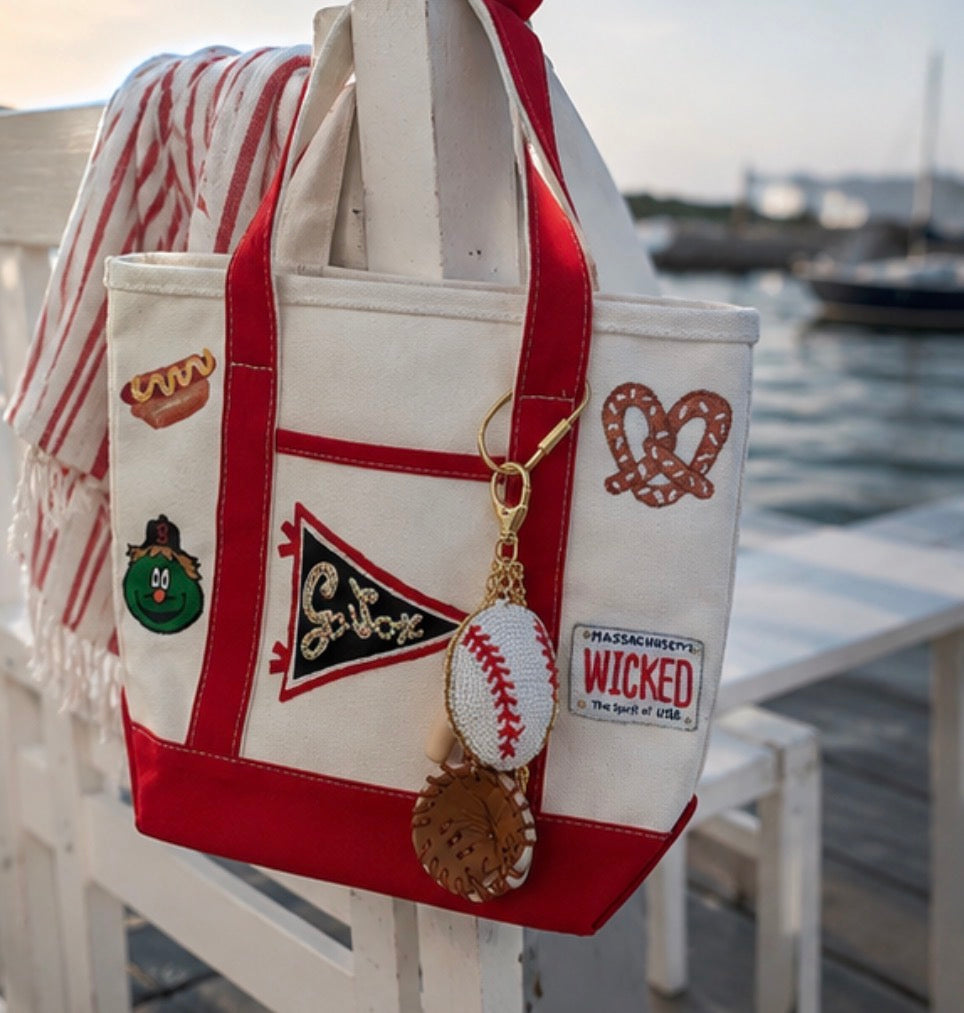 Poppy Hand Painted Baseball Tote