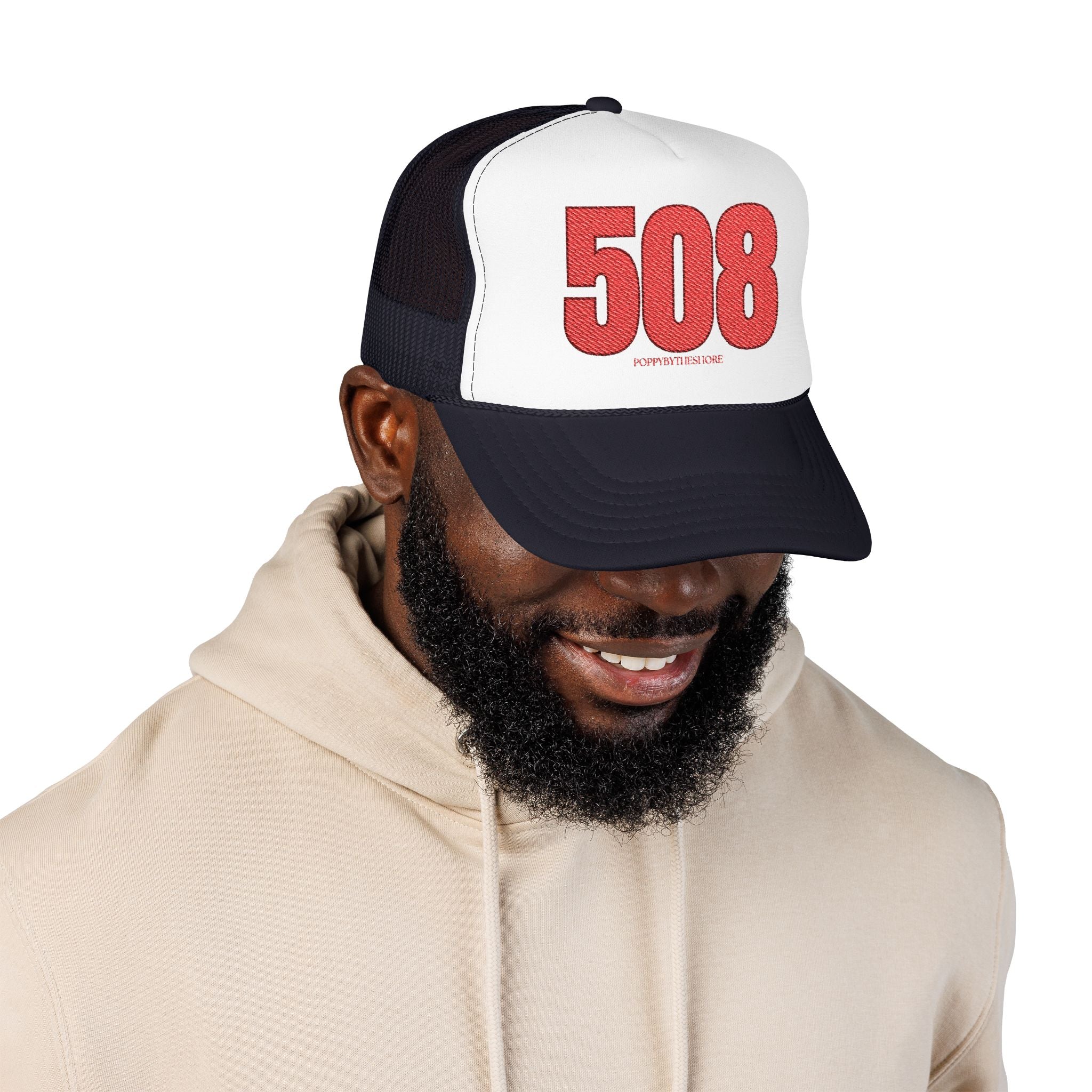 MDW Poppy 508 Area Code Foam Trucker Hat