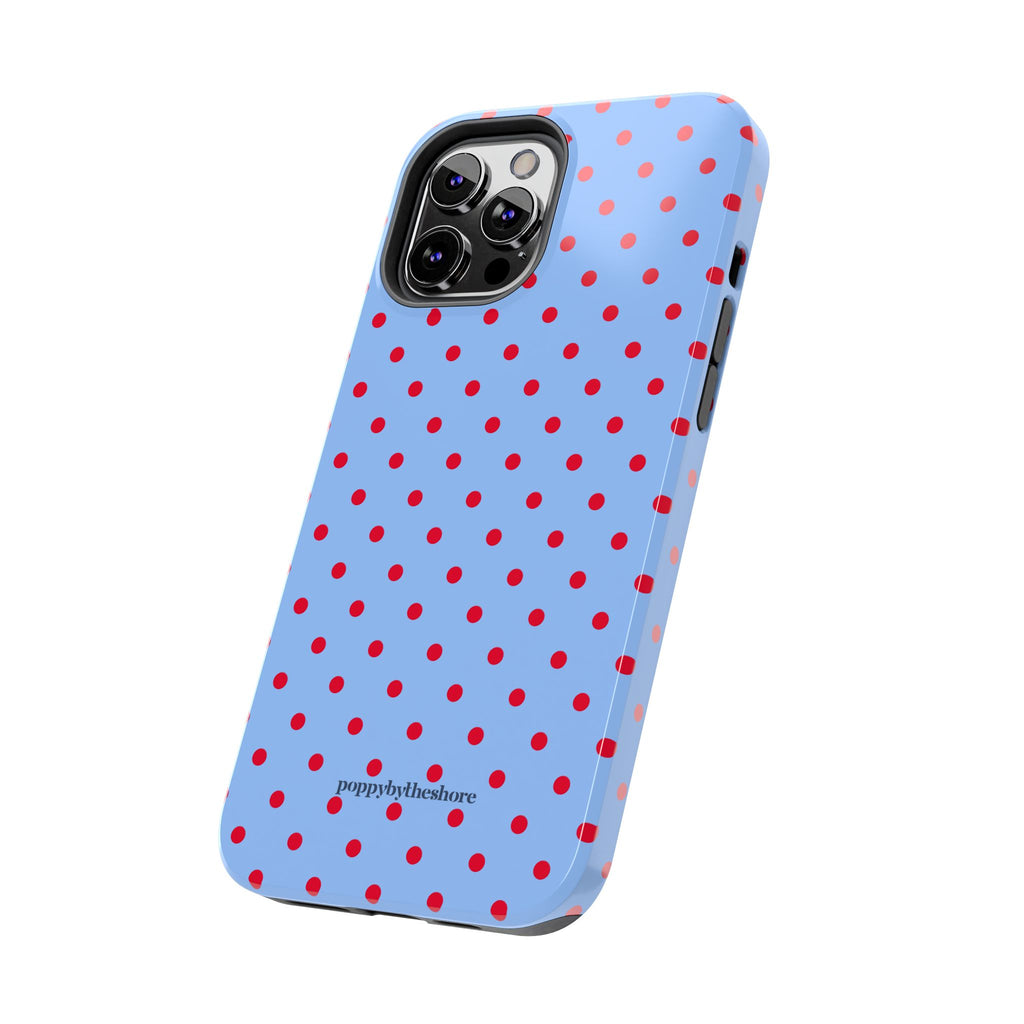 Poppy Blue & Red Polka Dot Phone Case