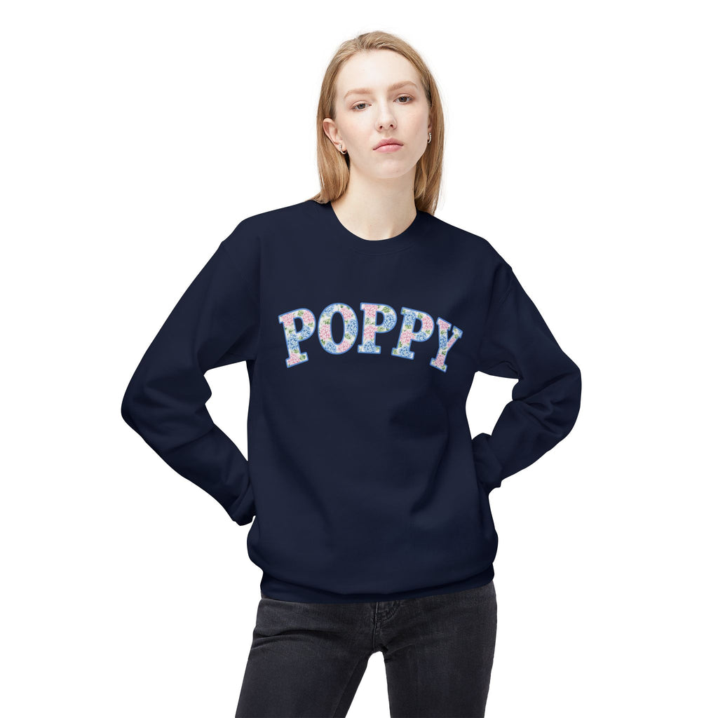 Poppy Hydrangea Print Crew