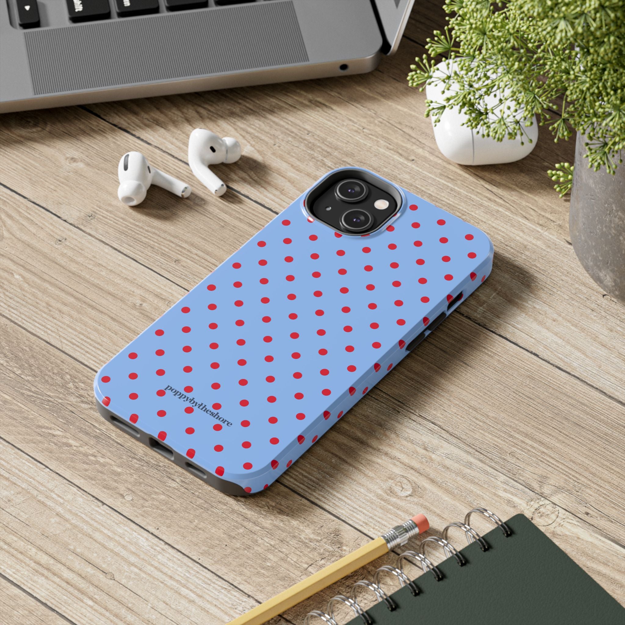 Poppy Blue & Red Polka Dot Phone Case