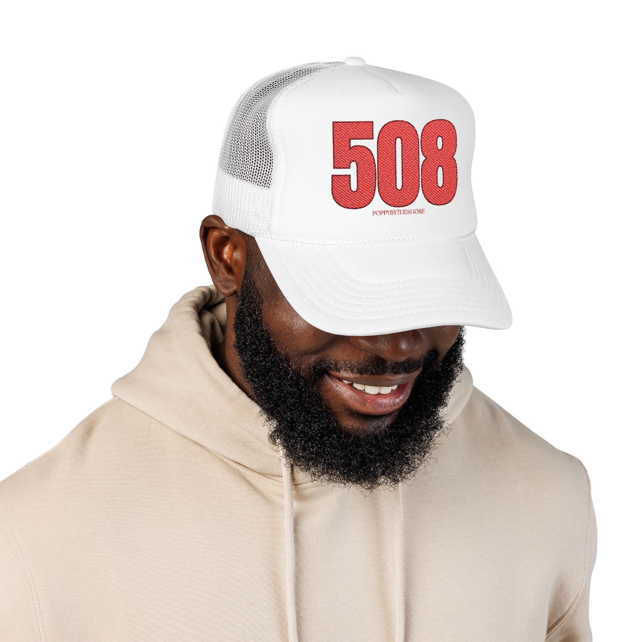 MDW Poppy 508 Area Code Foam Trucker Hat