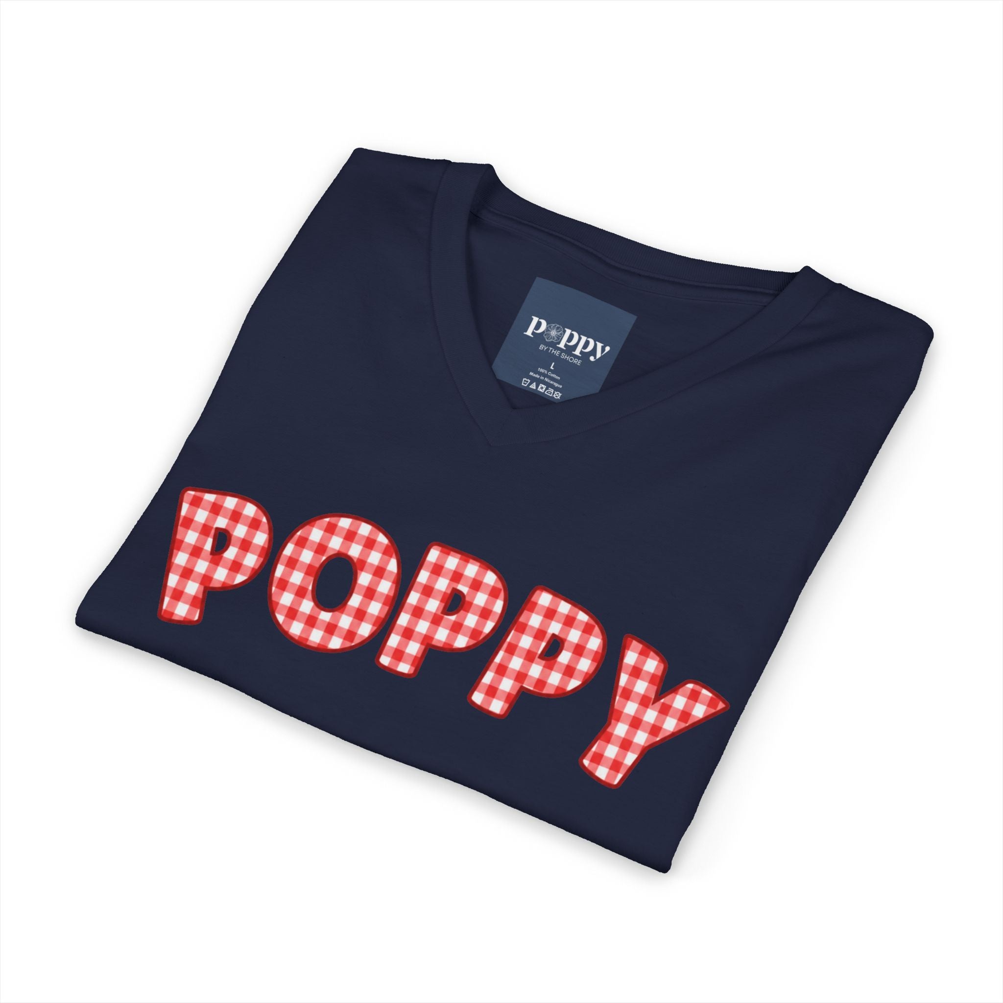 Poppy Gingham V-Neck Tee