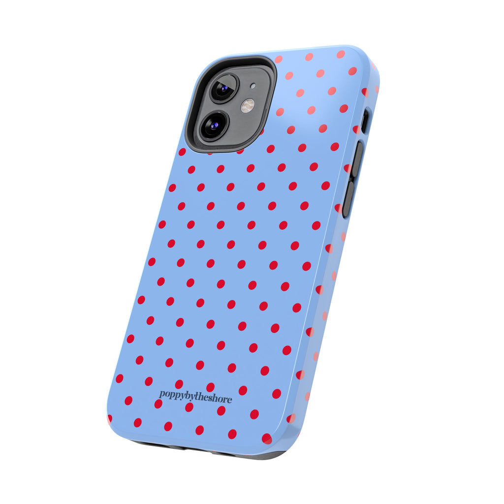 Poppy Blue & Red Polka Dot Phone Case