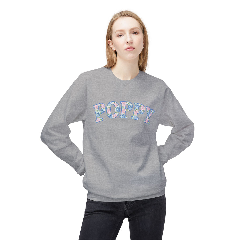 Poppy Hydrangea Print Crew