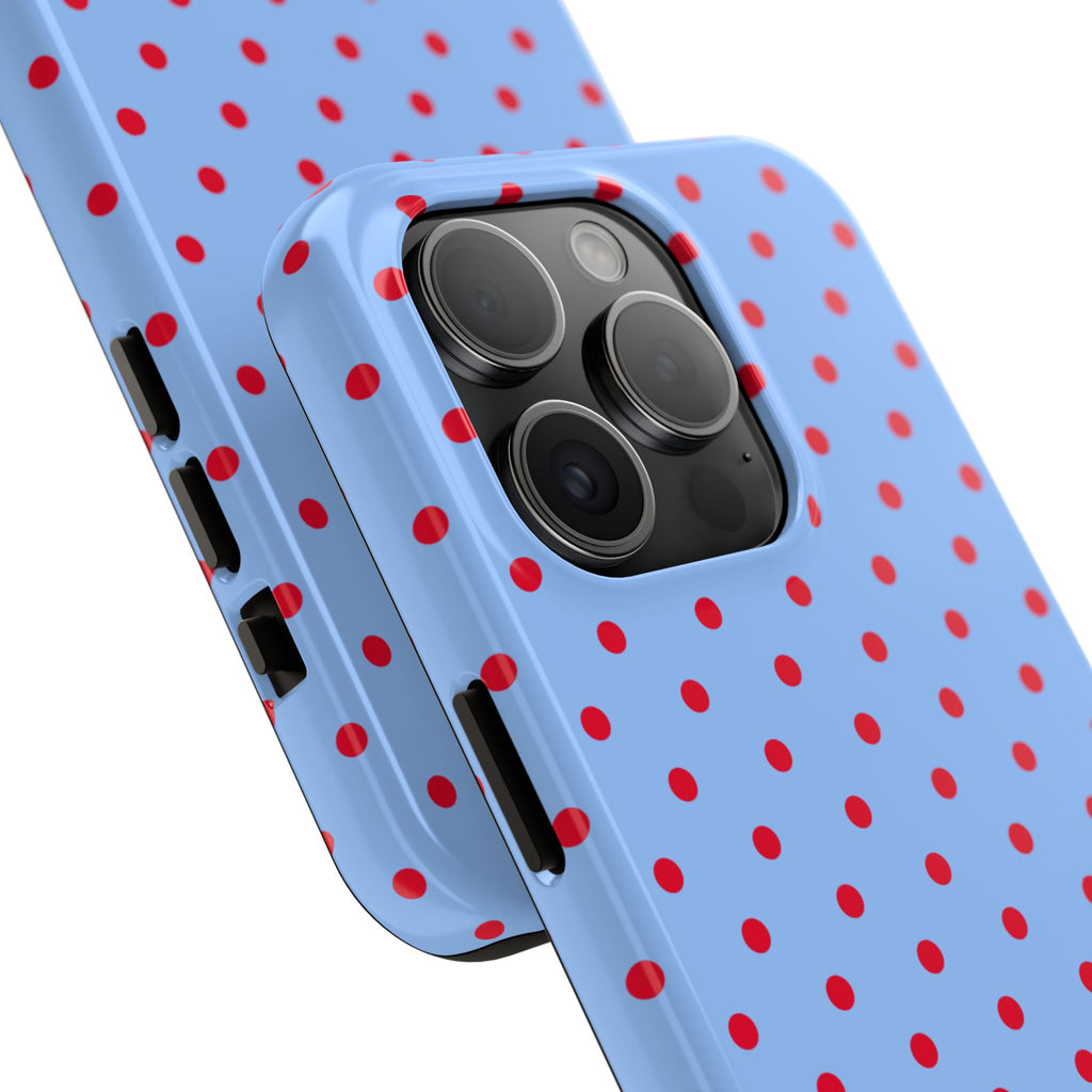 Poppy Blue & Red Polka Dot Phone Case