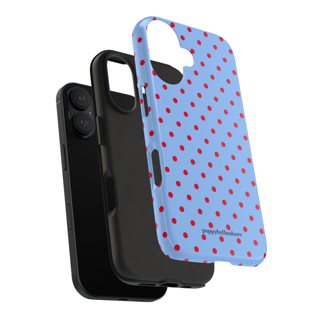 Poppy Blue & Red Polka Dot Phone Case