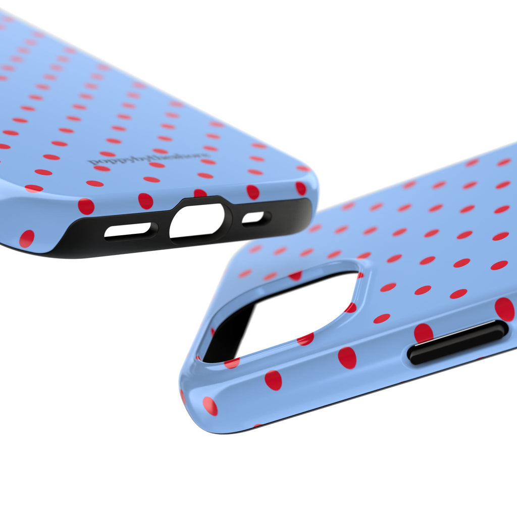 Poppy Blue & Red Polka Dot Phone Case