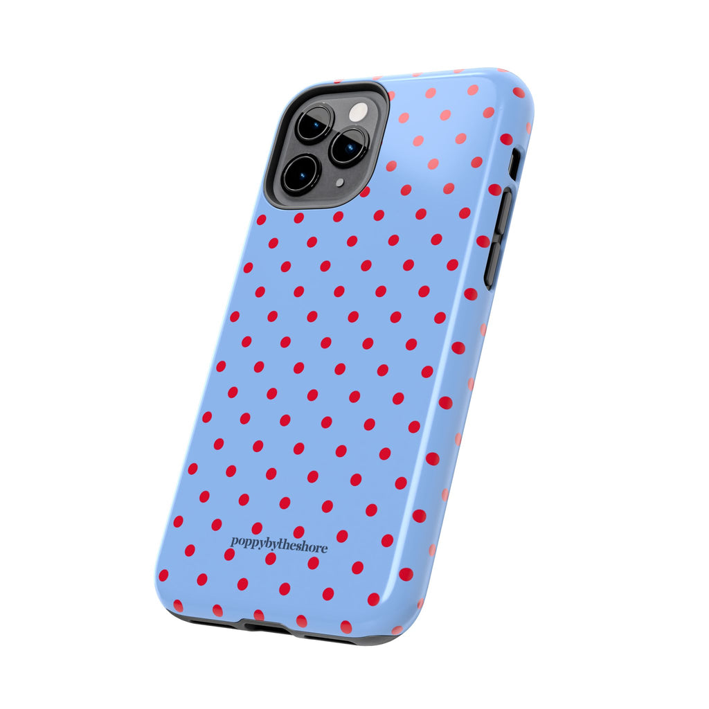 Poppy Blue & Red Polka Dot Phone Case