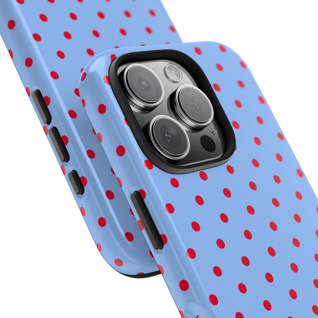 Poppy Blue & Red Polka Dot Phone Case
