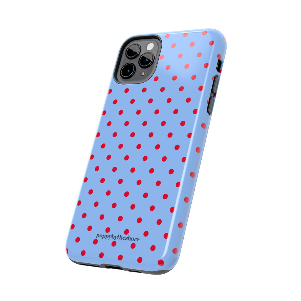 Poppy Blue & Red Polka Dot Phone Case