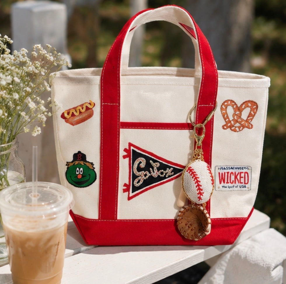 Poppy Hand Painted Baseball Tote