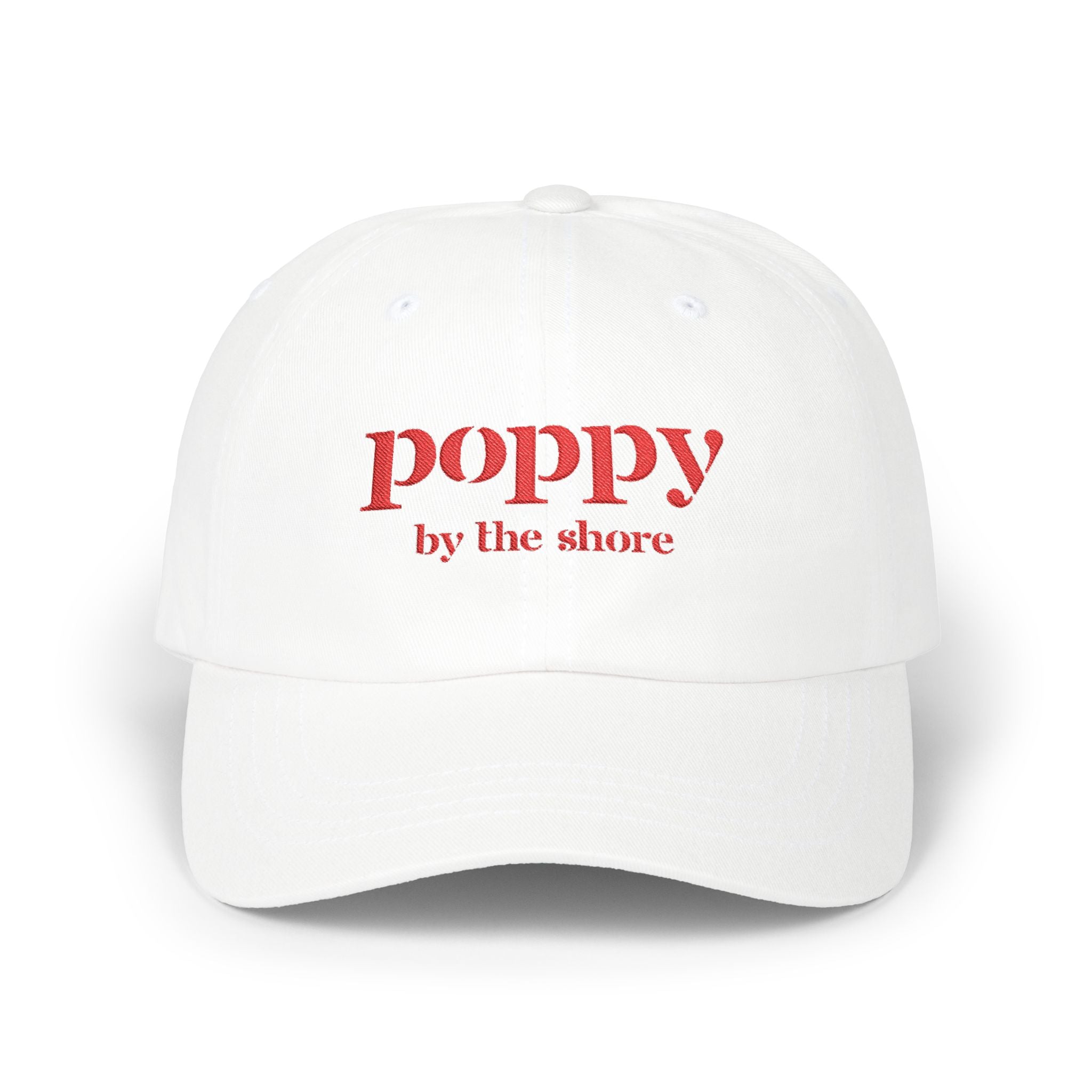 Poppy by the Shore Embroidered Dad Cap - Red