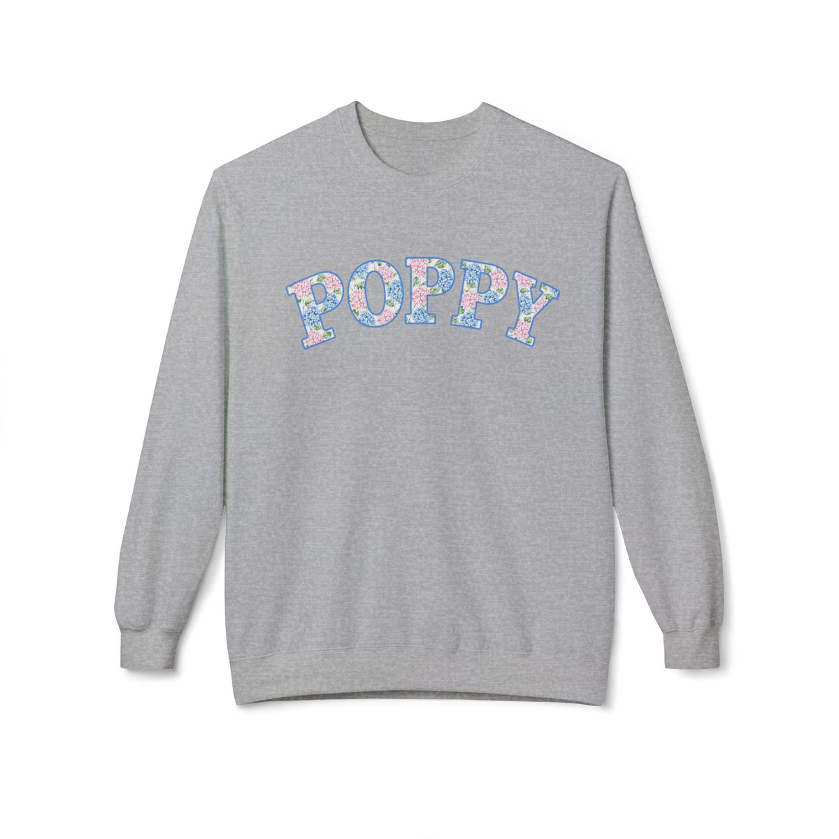 Poppy Hydrangea Print Crew