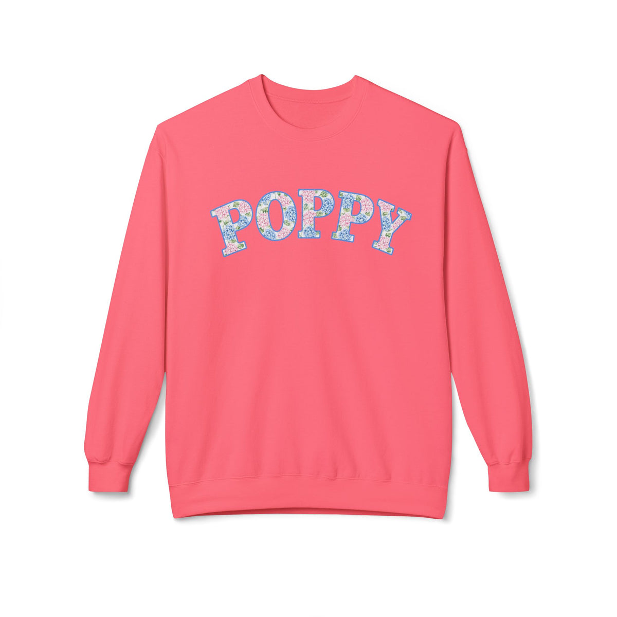 Poppy Hydrangea Print Crew