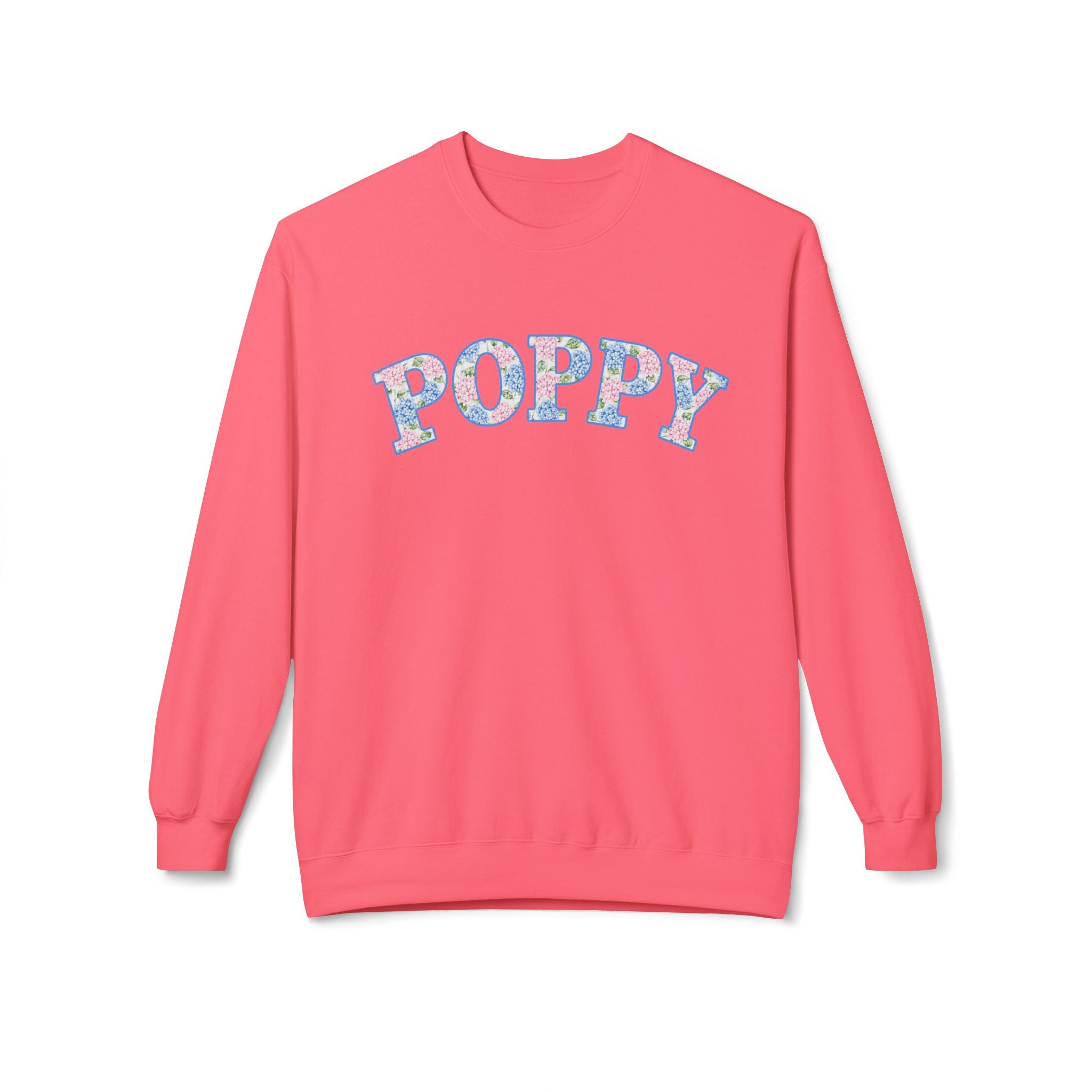 Poppy Hydrangea Print Crew