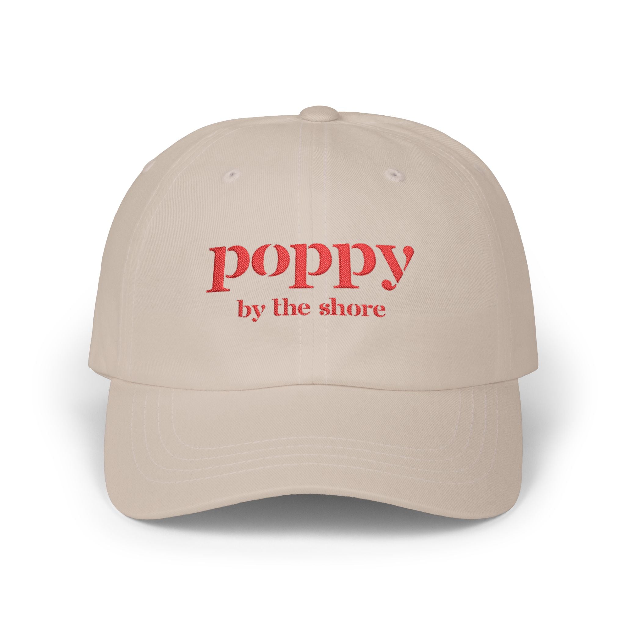 Poppy by the Shore Embroidered Dad Cap - Red