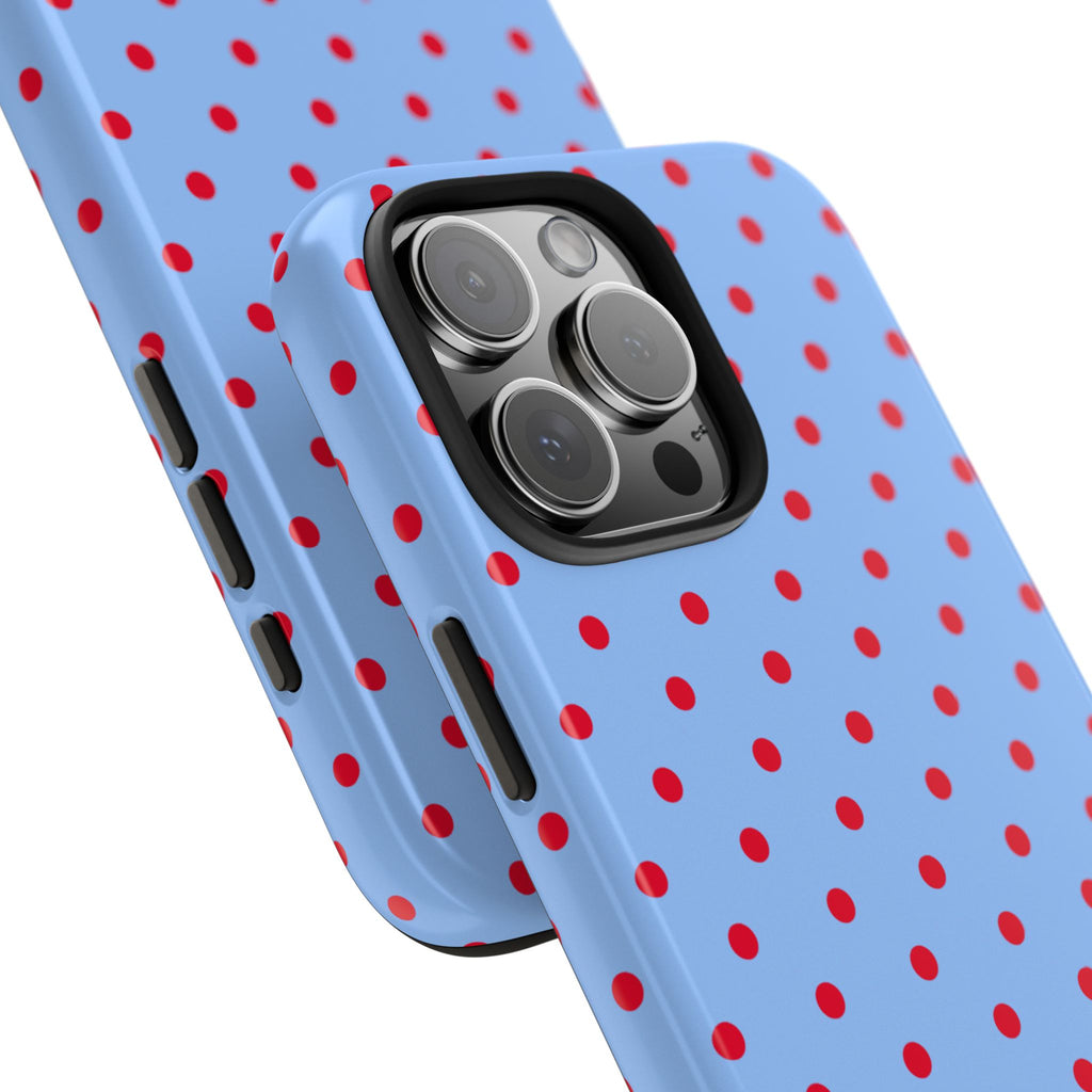 Poppy Blue & Red Polka Dot Phone Case
