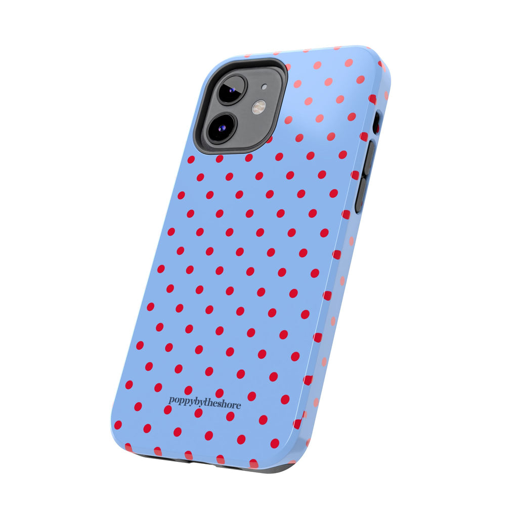Poppy Blue & Red Polka Dot Phone Case