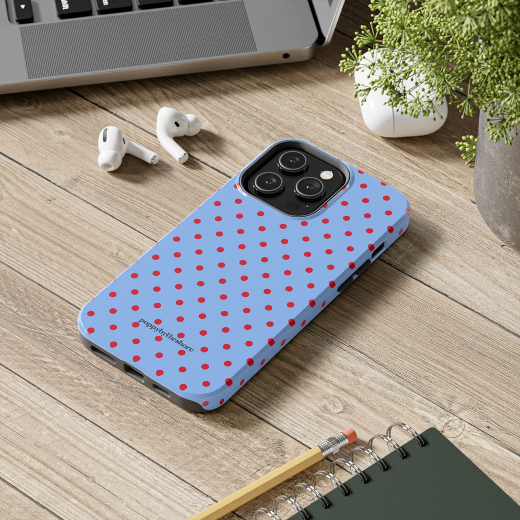 Poppy Blue & Red Polka Dot Phone Case