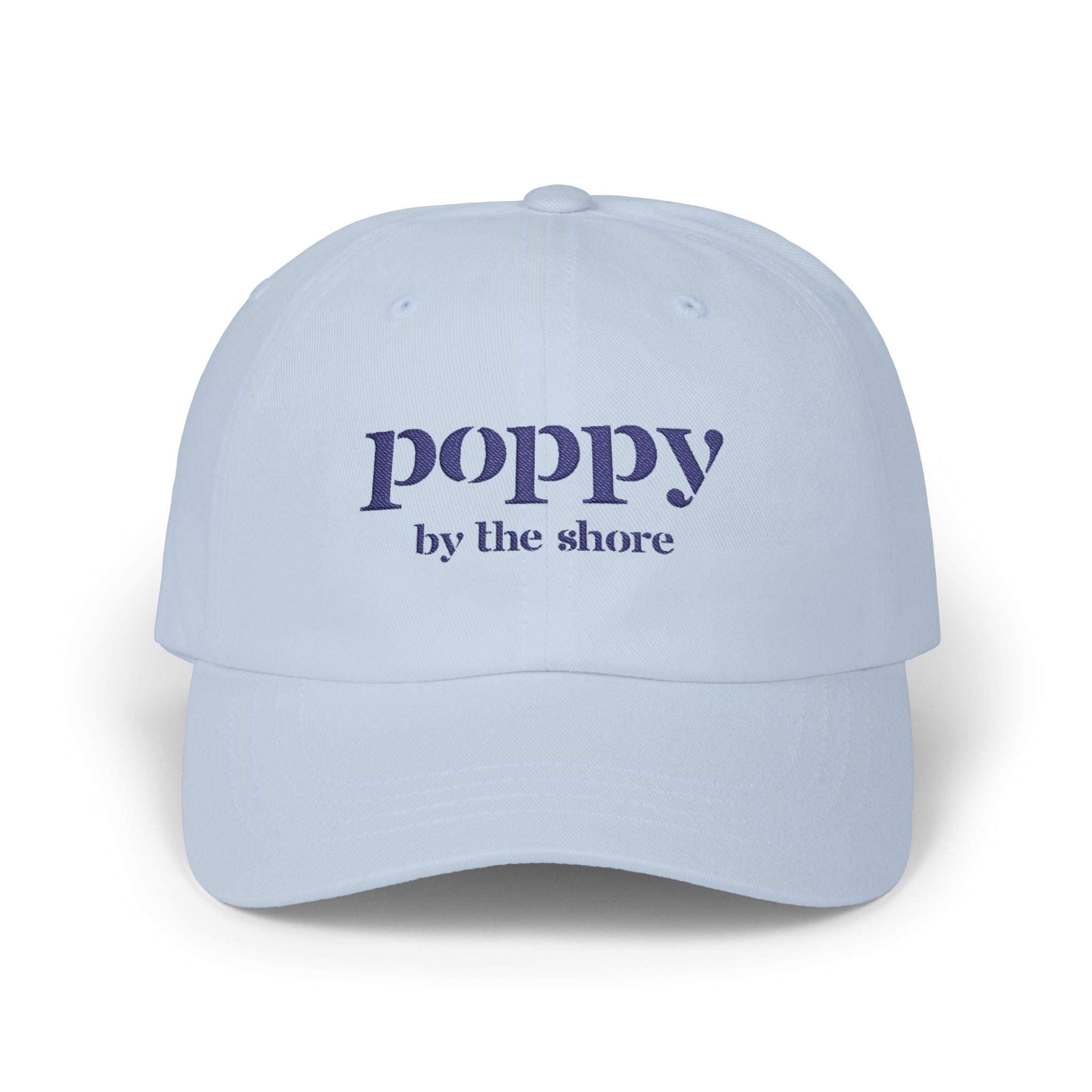 Poppy By The Shore Embroidered Dad Cap - Blue