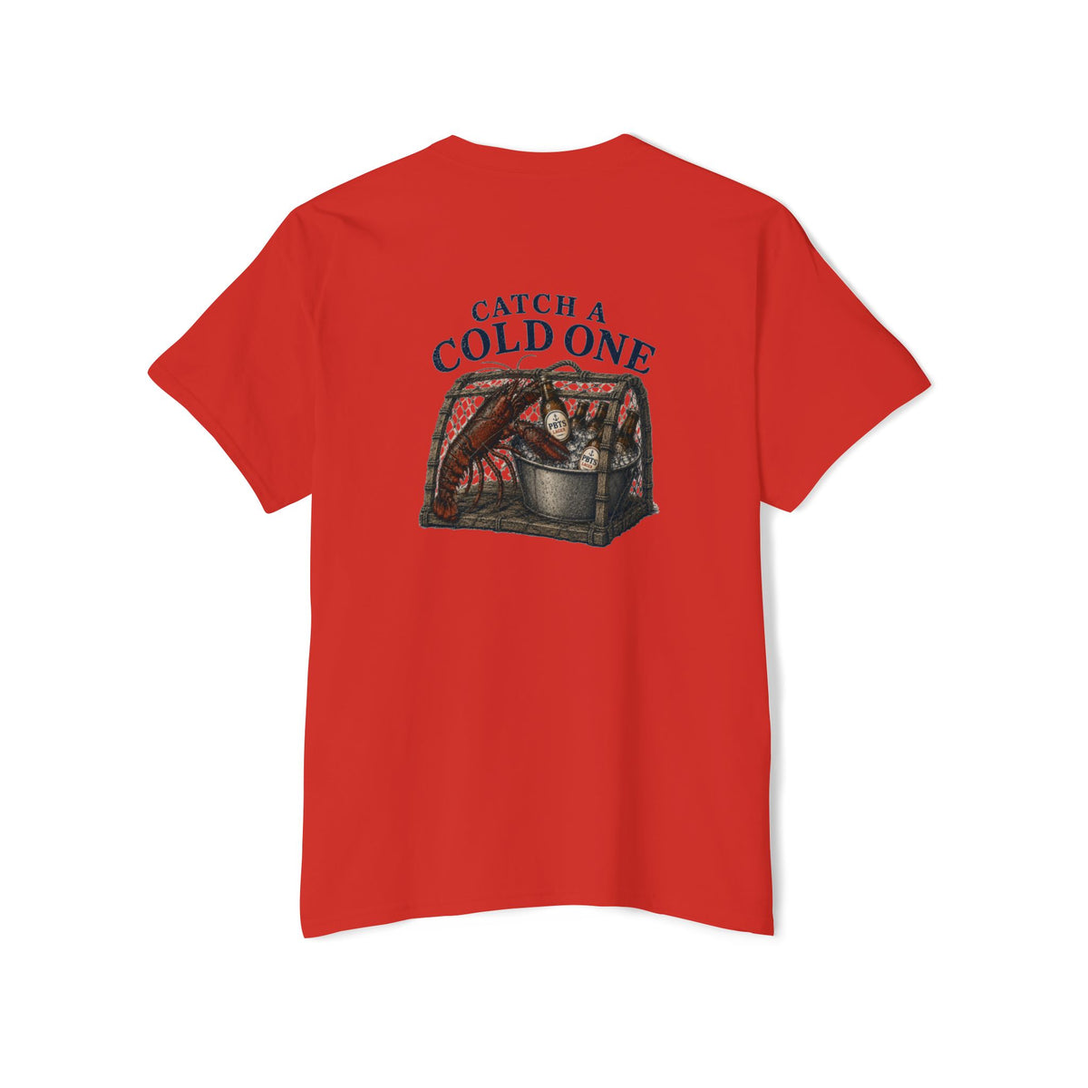 Poppy Blue Lobster Trap Pocket Tee - Red