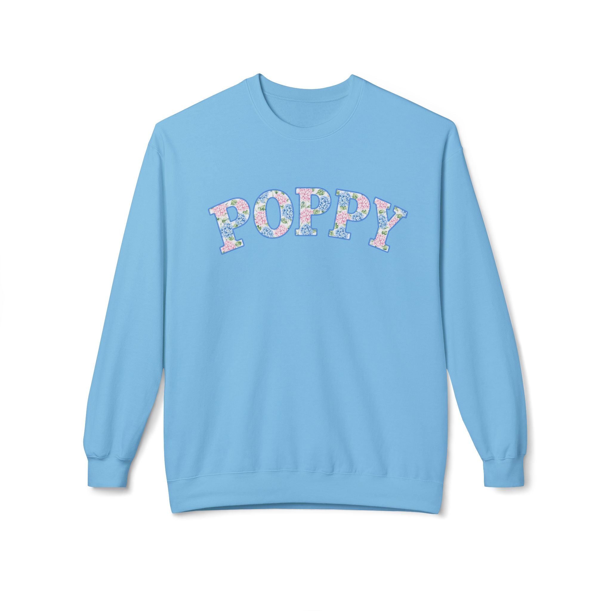 Poppy Hydrangea Print Crew