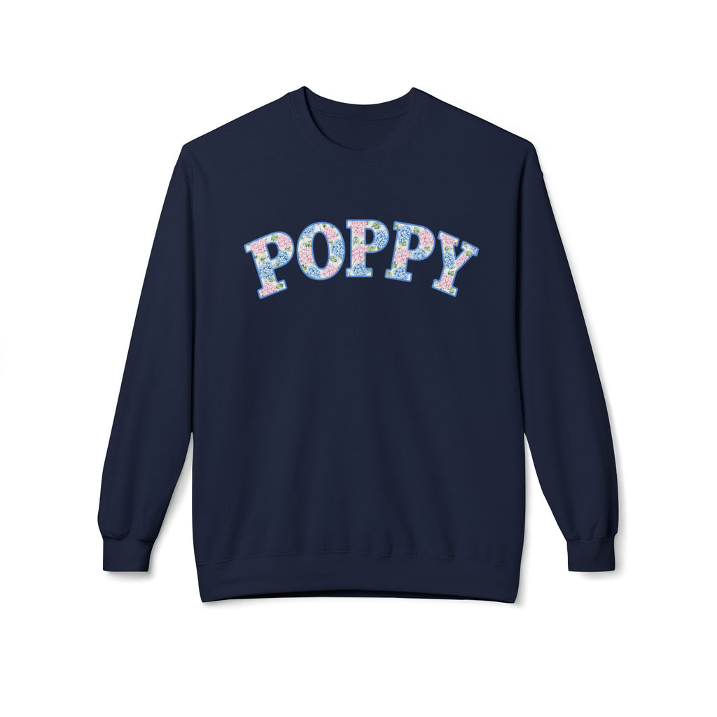Poppy Hydrangea Print Crew