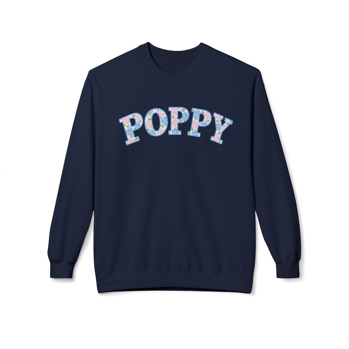 Poppy Hydrangea Print Crew