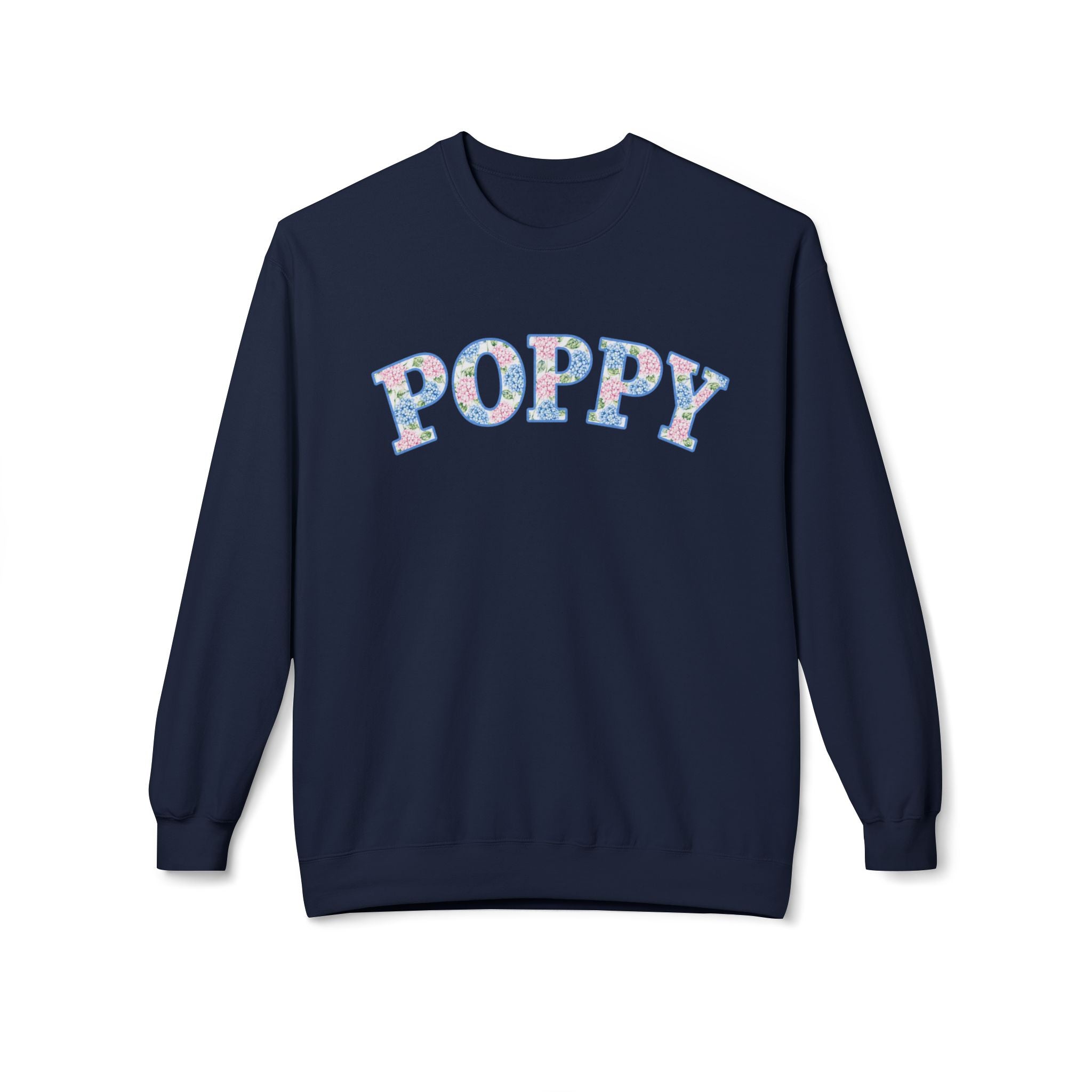 Poppy Hydrangea Print Crew