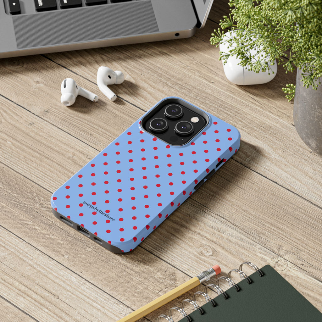 Poppy Blue & Red Polka Dot Phone Case