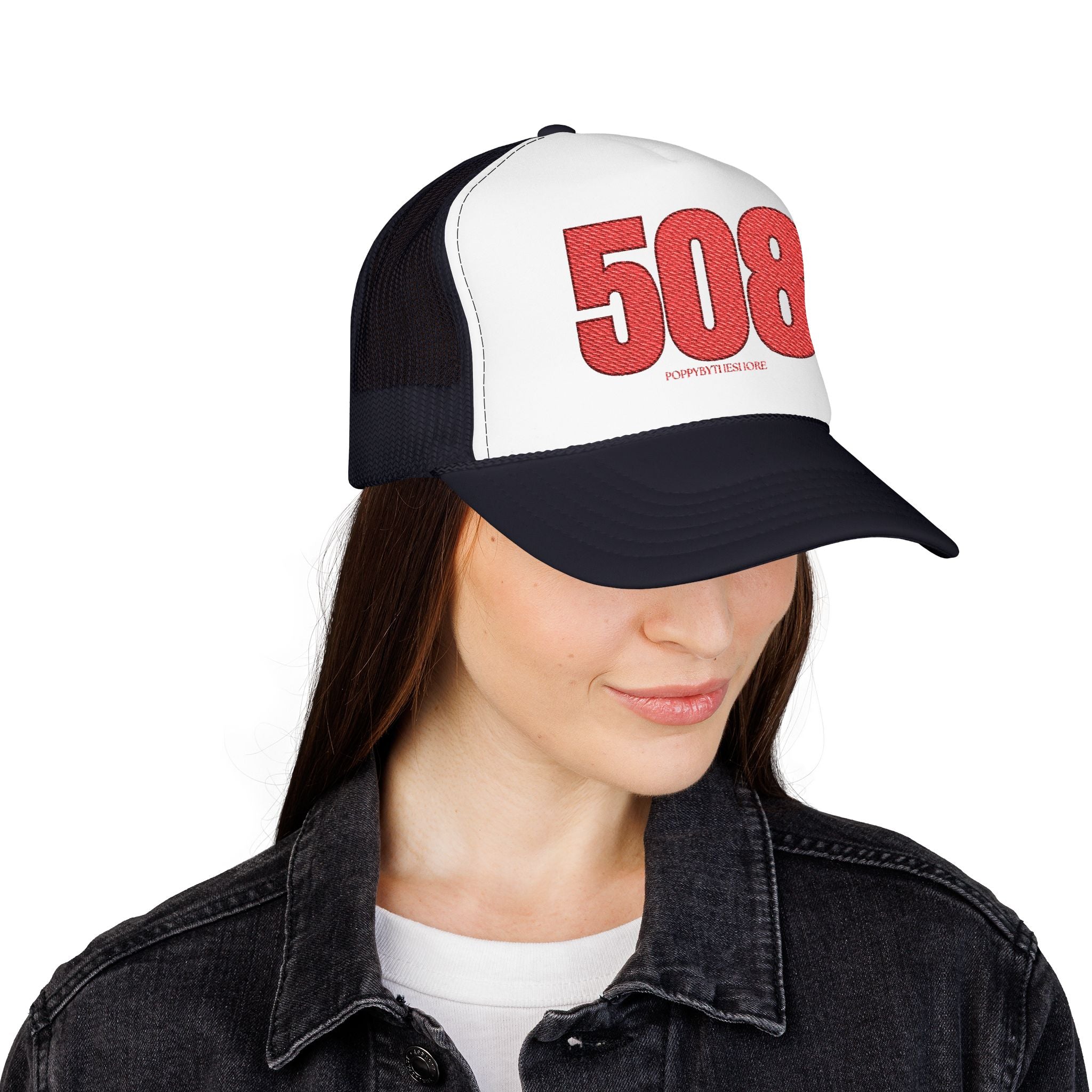 MDW Poppy 508 Area Code Foam Trucker Hat