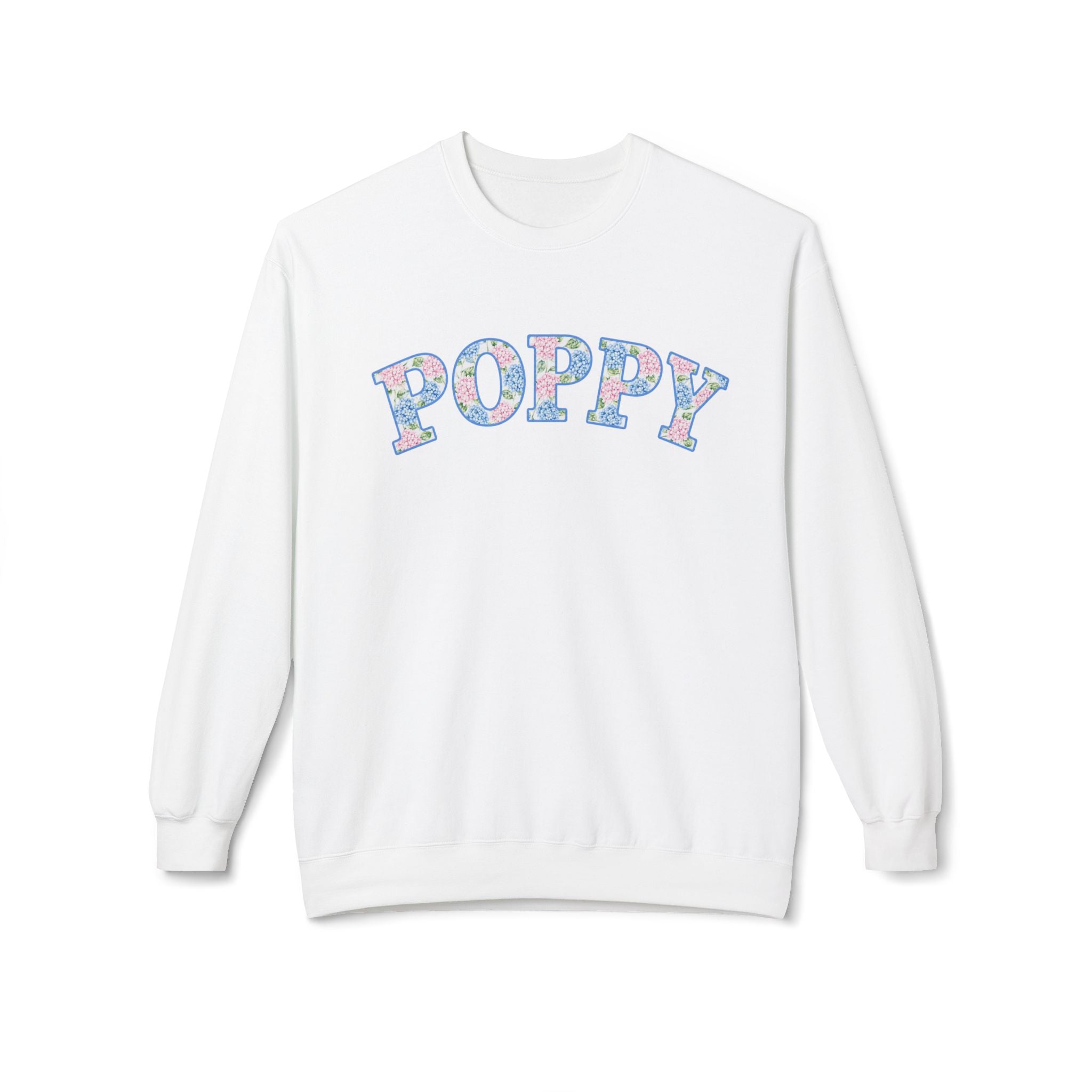 Poppy Hydrangea Print Crew