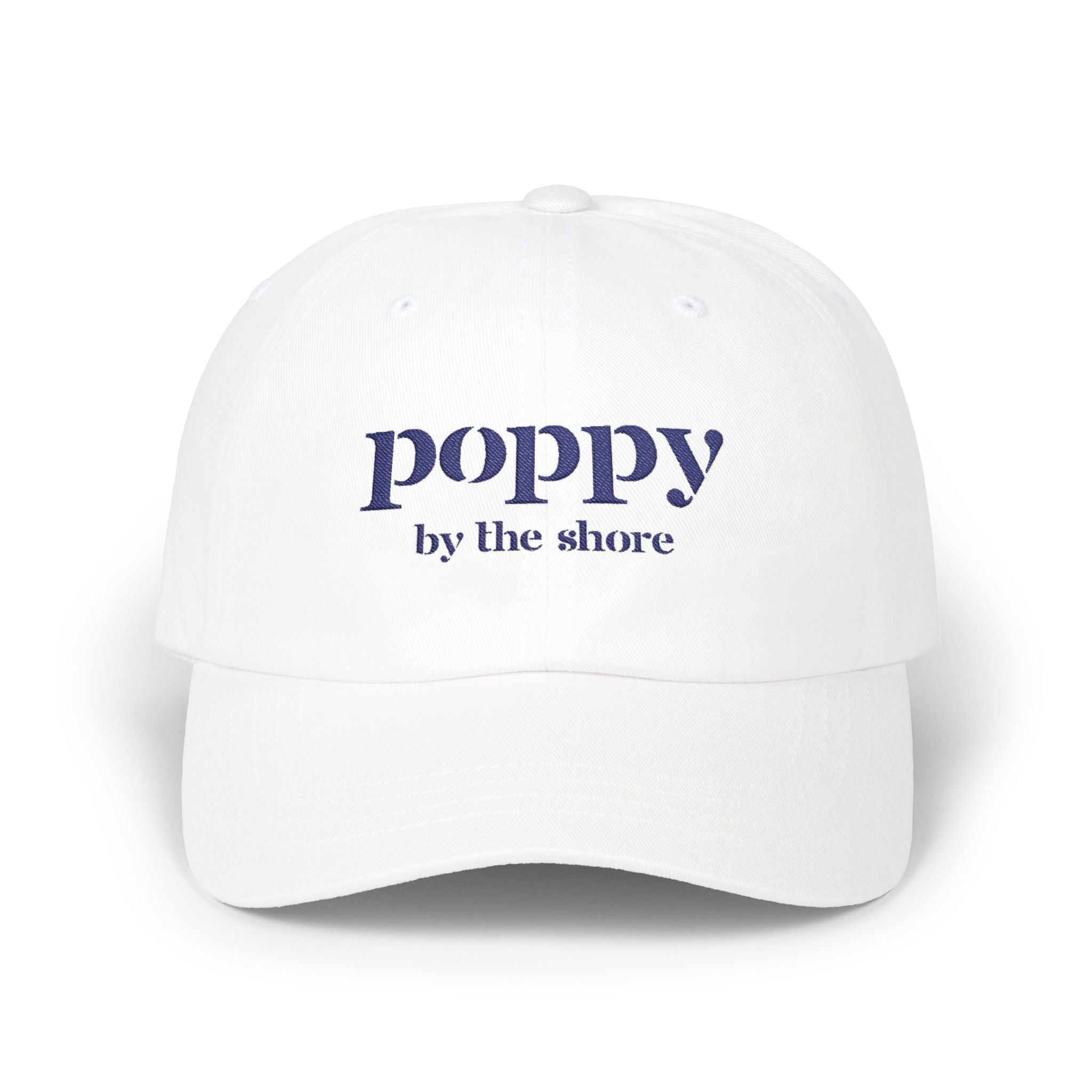 Poppy By The Shore Embroidered Dad Cap - Blue