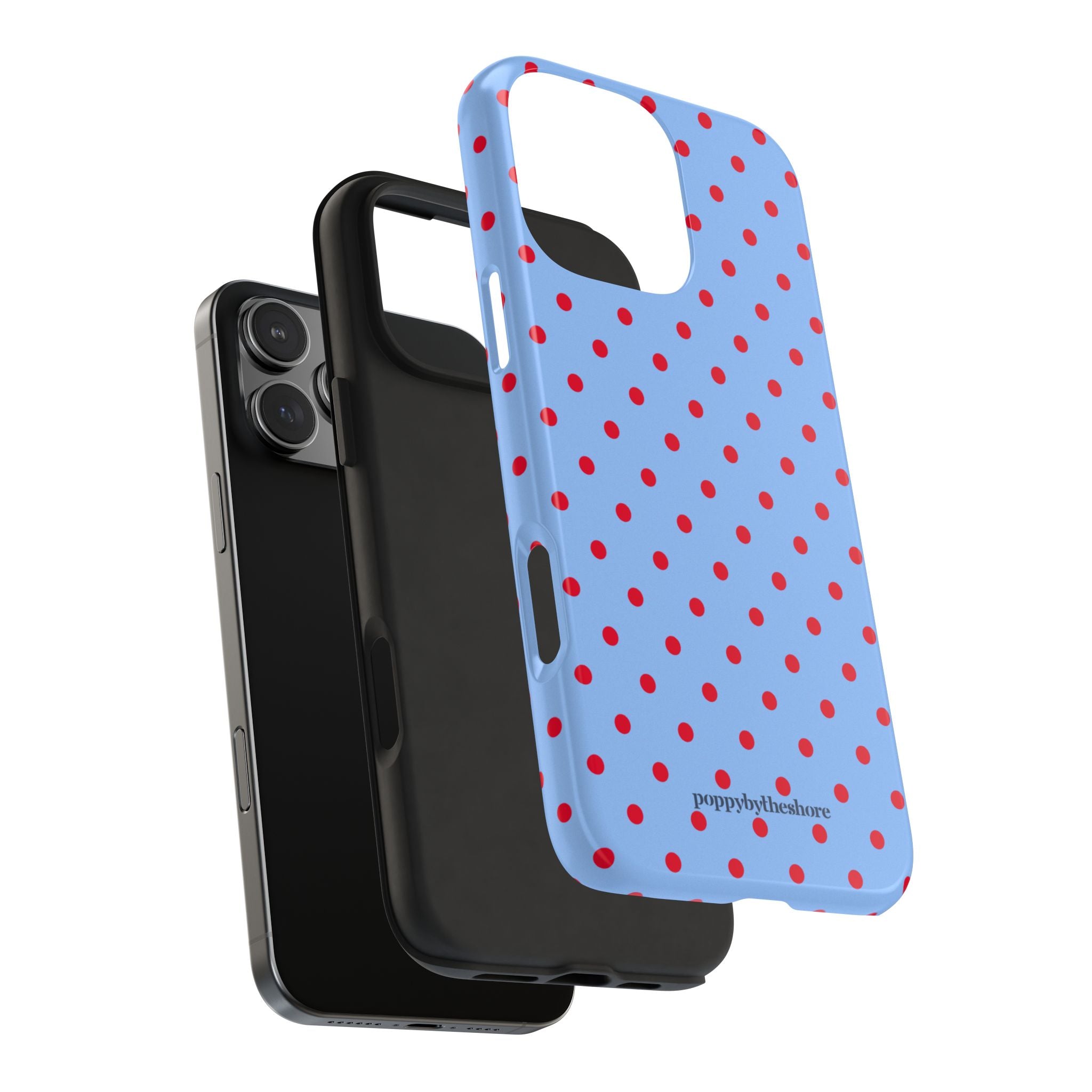 Poppy Blue & Red Polka Dot Phone Case