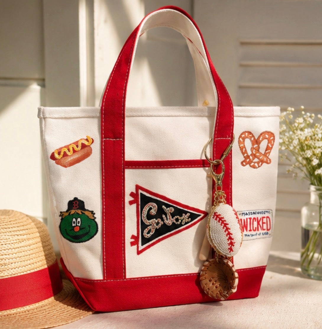 Poppy Hand Painted Baseball Tote