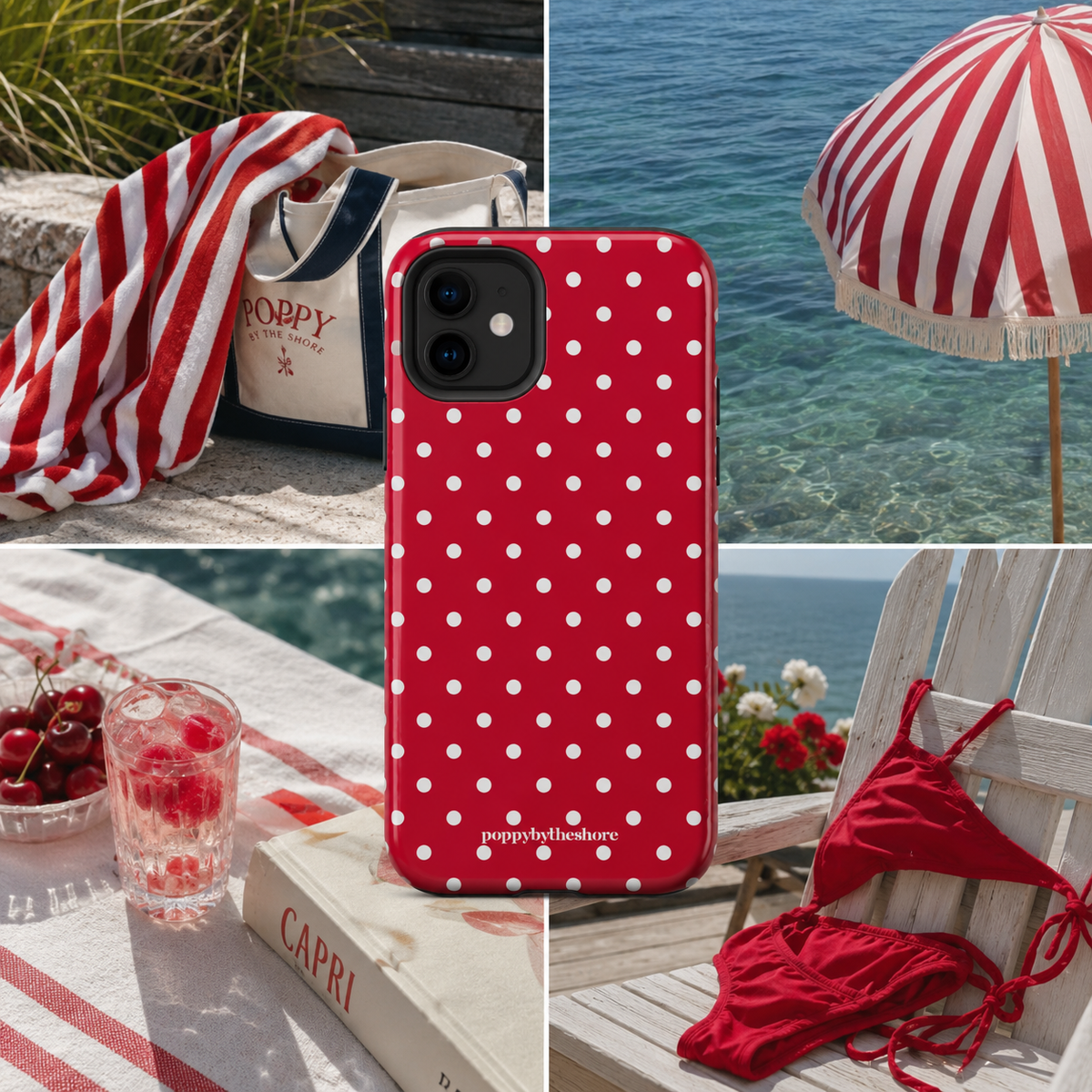 Poppy Red Polka Dot Phone Case