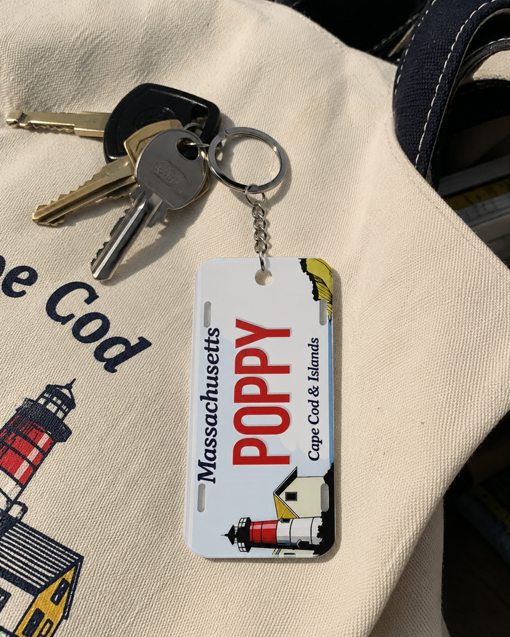 Poppy License Plate Keychain