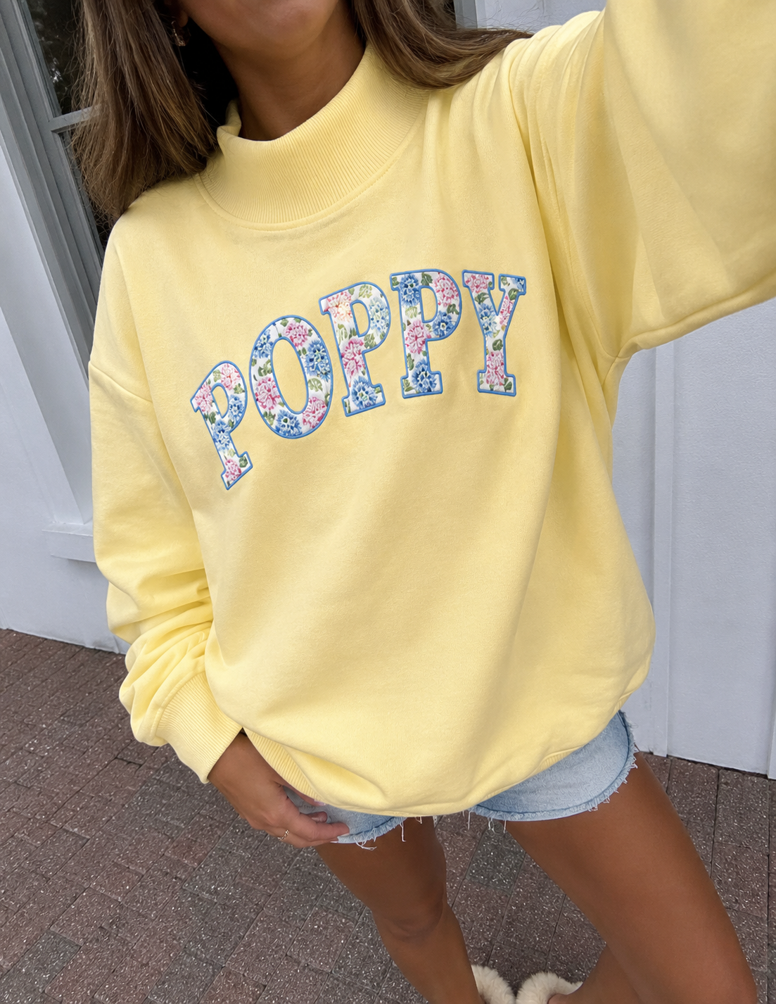 Poppy Hydrangea Mock-Neck Sweatshirt